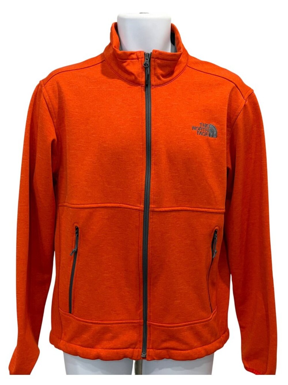 The North Face Orange Full Zip Fleece Jacket Mens Size M Stand-Up Collar